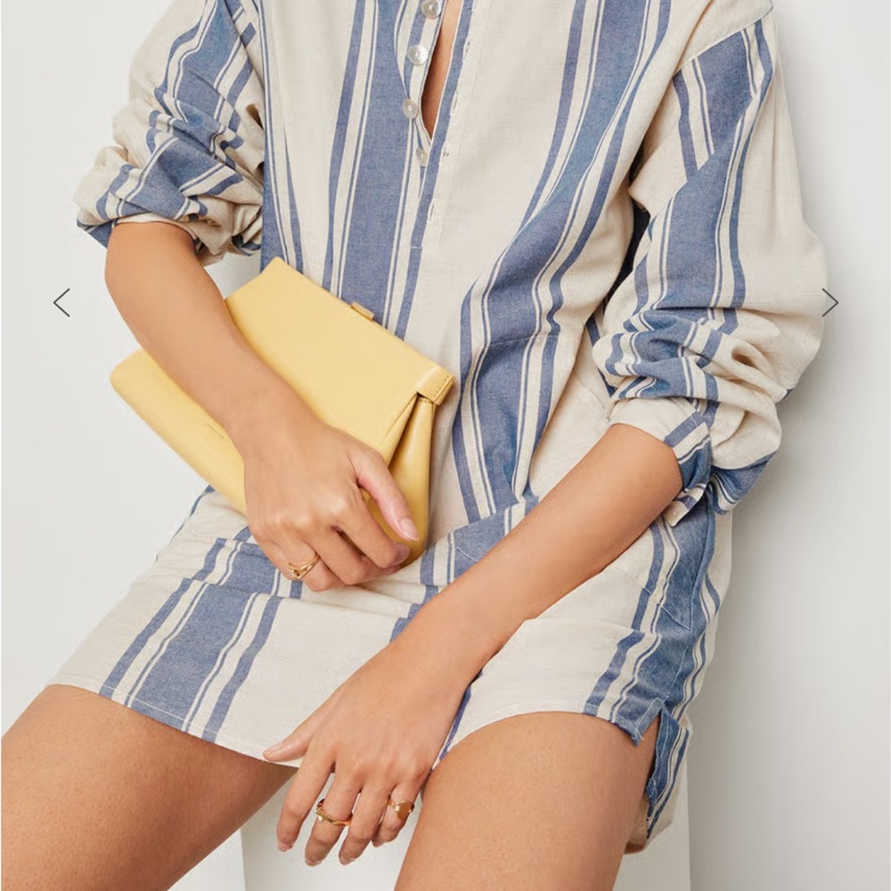 Natalie Martin Blue and Cream Striped Swim Coverup